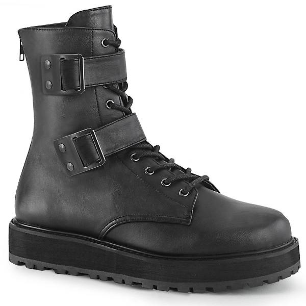 Demonia Women's Valor-250 Platform Boots - Black Vegan Leather D9204-75US Clearance